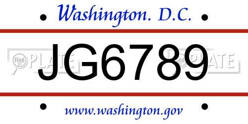 JG6789 District Of Columbia License Plate