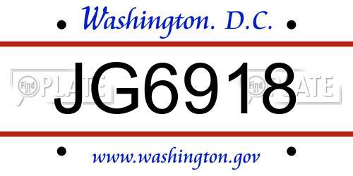 JG6918 District Of Columbia License Plate