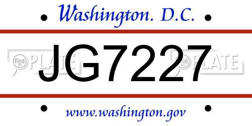 JG7227 District Of Columbia License Plate