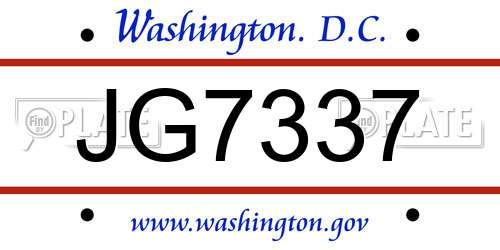JG7337 District Of Columbia License Plate