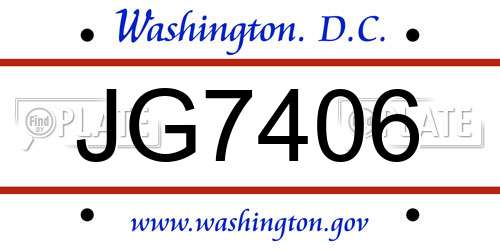 JG7406 District Of Columbia License Plate