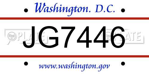 JG7446 District Of Columbia License Plate