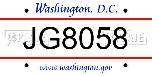 JG8058 District Of Columbia License Plate