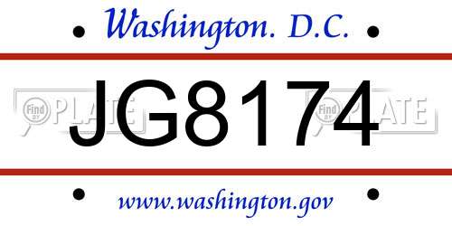 JG8174 District Of Columbia License Plate