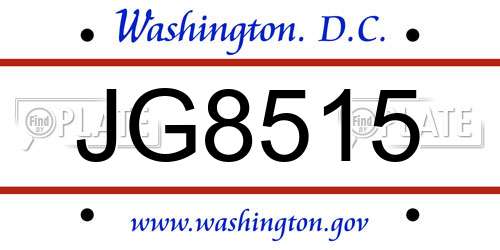 JG8515 District Of Columbia License Plate