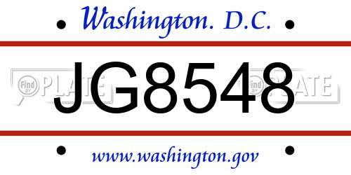 JG8548 District Of Columbia License Plate