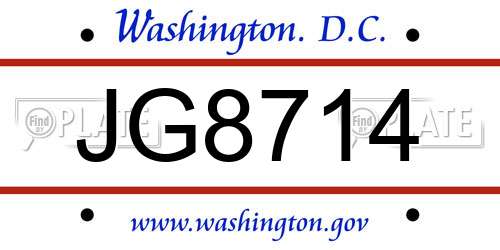 JG8714 District Of Columbia License Plate