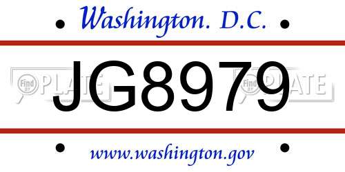 JG8979 District Of Columbia License Plate