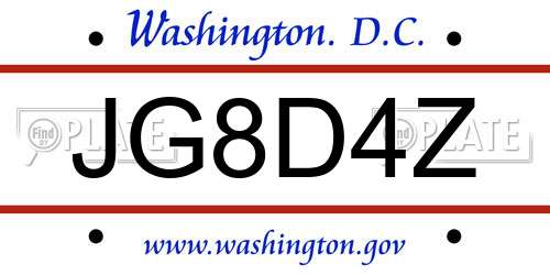 JG8D4Z District Of Columbia License Plate