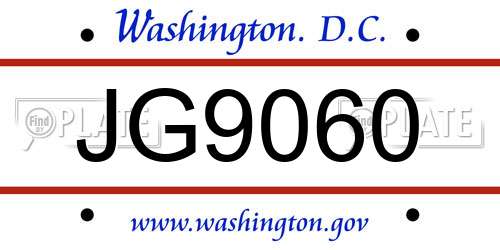 JG9060 District Of Columbia License Plate