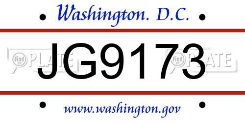 JG9173 District Of Columbia License Plate