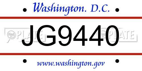 JG9440 District Of Columbia License Plate