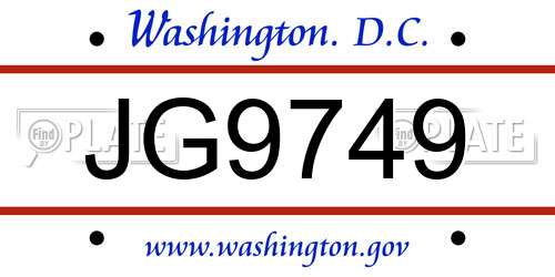 JG9749 District Of Columbia License Plate
