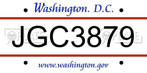 JGC3879 District Of Columbia License Plate