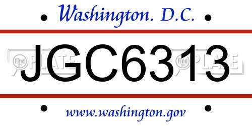 JGC6313 District Of Columbia License Plate