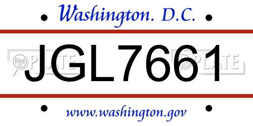 JGL7661 District Of Columbia License Plate