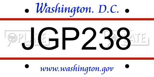 JGP238 District Of Columbia License Plate