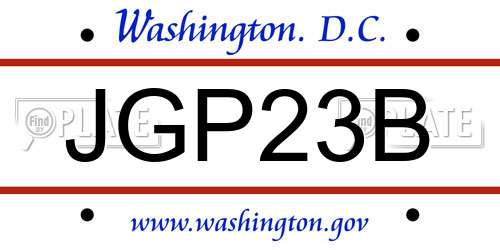 JGP23B District Of Columbia License Plate