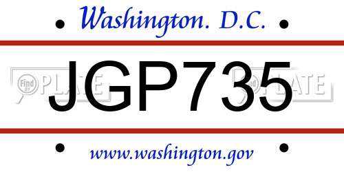 JGP735 District Of Columbia License Plate