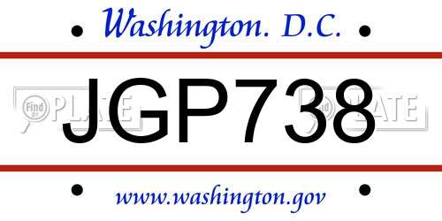 JGP738 District Of Columbia License Plate