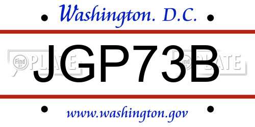 JGP73B District Of Columbia License Plate