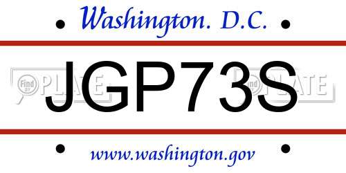 JGP73S District Of Columbia License Plate