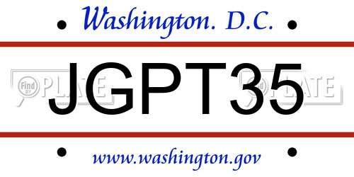 JGPT35 District Of Columbia License Plate