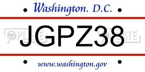 JGPZ38 District Of Columbia License Plate