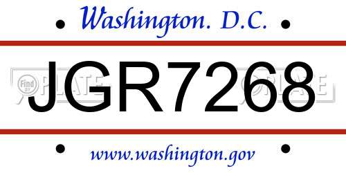 JGR7268 District Of Columbia License Plate