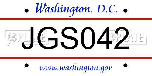 JGS042 District Of Columbia License Plate
