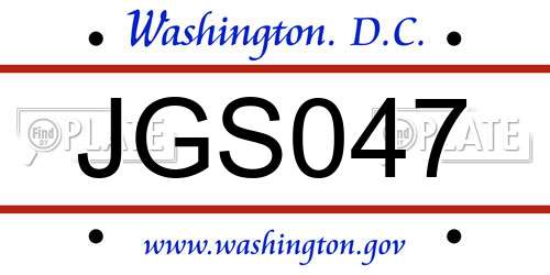 JGS047 District Of Columbia License Plate
