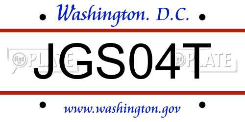 JGS04T District Of Columbia License Plate