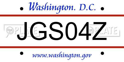JGS04Z District Of Columbia License Plate