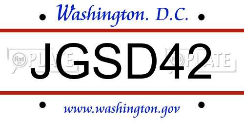 JGSD42 District Of Columbia License Plate