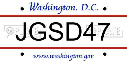 JGSD47 District Of Columbia License Plate