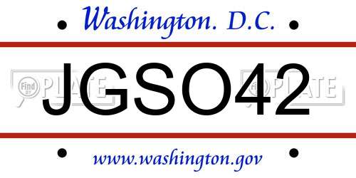 JGSO42 District Of Columbia License Plate