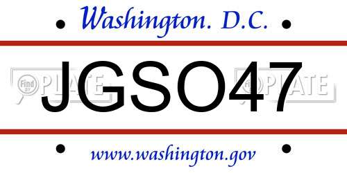 JGSO47 District Of Columbia License Plate