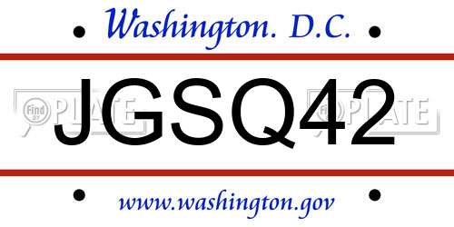 JGSQ42 District Of Columbia License Plate
