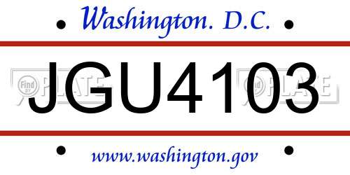 JGU4103 District Of Columbia License Plate