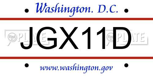 JGX11D District Of Columbia License Plate