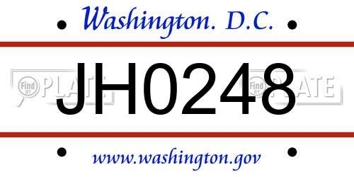 JH0248 District Of Columbia License Plate