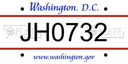 JH0732 District Of Columbia License Plate