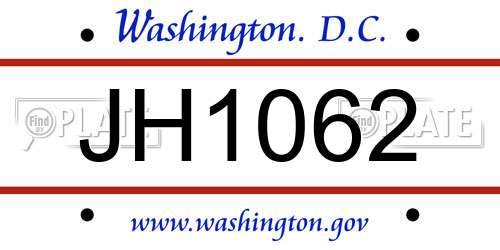 JH1062 District Of Columbia License Plate
