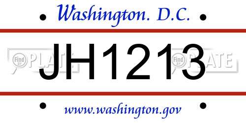 JH1213 District Of Columbia License Plate