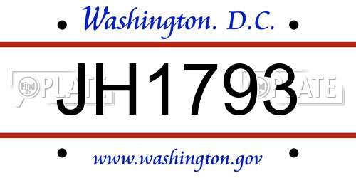 JH1793 District Of Columbia License Plate