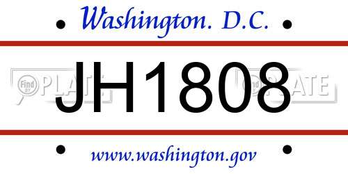 JH1808 District Of Columbia License Plate