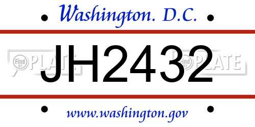 JH2432 District Of Columbia License Plate