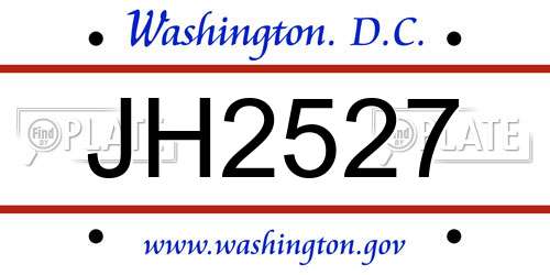 JH2527 District Of Columbia License Plate