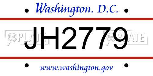 JH2779 District Of Columbia License Plate
