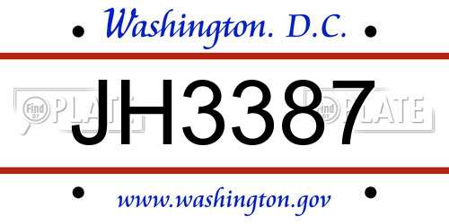 JH3387 District Of Columbia License Plate